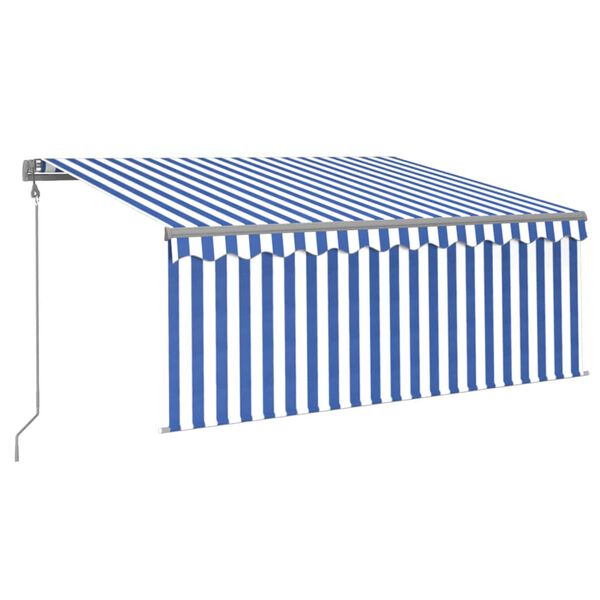 vidaXL Toldo retr&aacute;til autom&aacute;tico com estore 3x2,5 m azul e branco