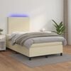 vidaXL Cama box spring c/ colch&atilde;o/LED 120x200cm couro artificial creme