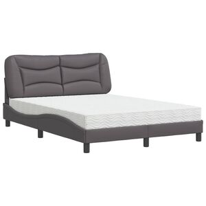 vidaXL Cama com colch&atilde;o Hvar 120x200 cm couro artificial cinzento