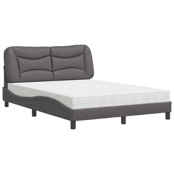 vidaXL Cama com colch&atilde;o Hvar 120x200 cm couro artificial cinzento