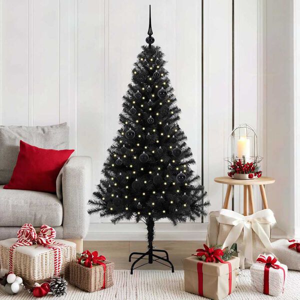 vidaXL Árvore de Natal com 150 LEDs com suporte Preto 150 cm PVC