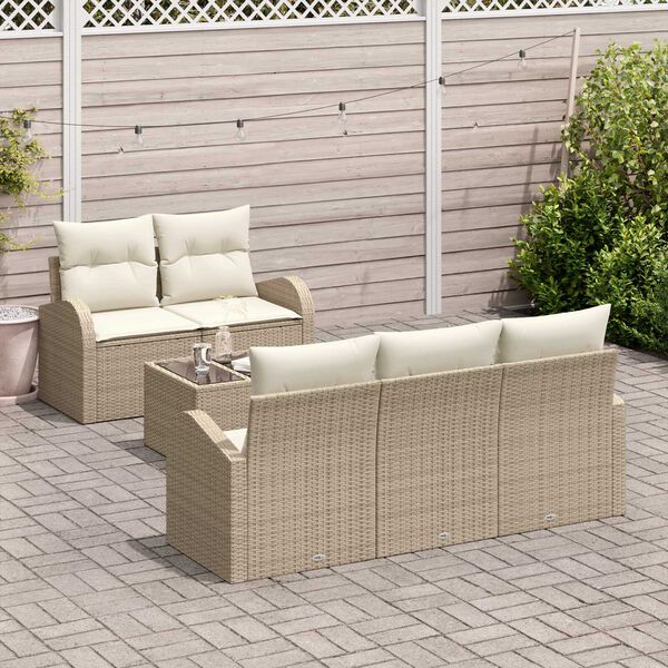 vidaXL Conjunto de Sof&aacute; de Jardim Bege 55 x 55 x 37 cm vime PE