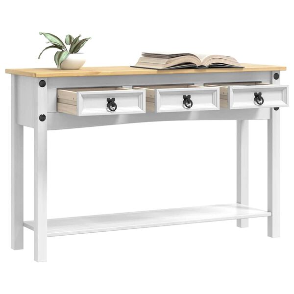vidaXL Mesa de apoio com gaveta Corona Branco 114 x 34,5 x 73 cm