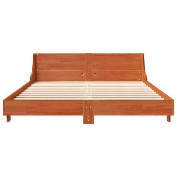 vidaXL Cama sem colch&atilde;o 150x200 cm madeira pinho maci&ccedil;a castanho-mel