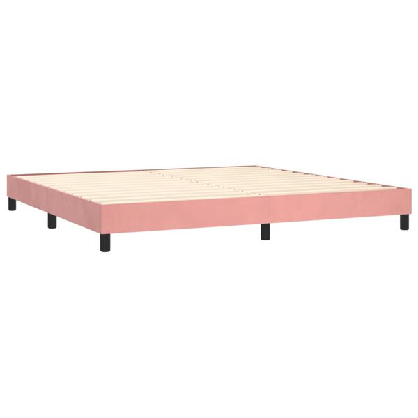 vidaXL Cama com molas/colch&atilde;o 200x200 cm veludo rosa