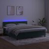 vidaXL Cama box spring c/ colch&atilde;o/LED 180x200 cm veludo verde-escuro