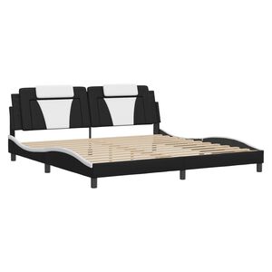 vidaXL Estrutura de cama Viana com LED sem colch&atilde;o 200x200 cm preto/branco