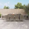 vidaXL 11 pcs conjunto jantar p/ jardim c/ almofad&otilde;es vime PE cinzento