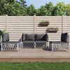 vidaXL 4 pcs conjunto lounge de jardim com almofadões aço branco