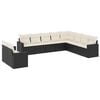 vidaXL 10 pcs conjunto sof&aacute;s de jardim c/ almofad&otilde;es vime PE preto