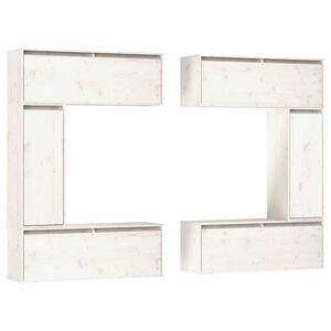 vidaXL M&oacute;veis de TV 6 pcs madeira de pinho maci&ccedil;a branco