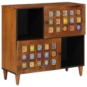 vidaXL Buffet Nogueira 80 x 33 x 75 cm Madeira de manga maci&ccedil;a