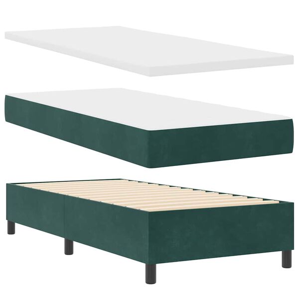 vidaXL Cama Box com colch&atilde;o Verde-escuro 80 x 200 cm Veludo