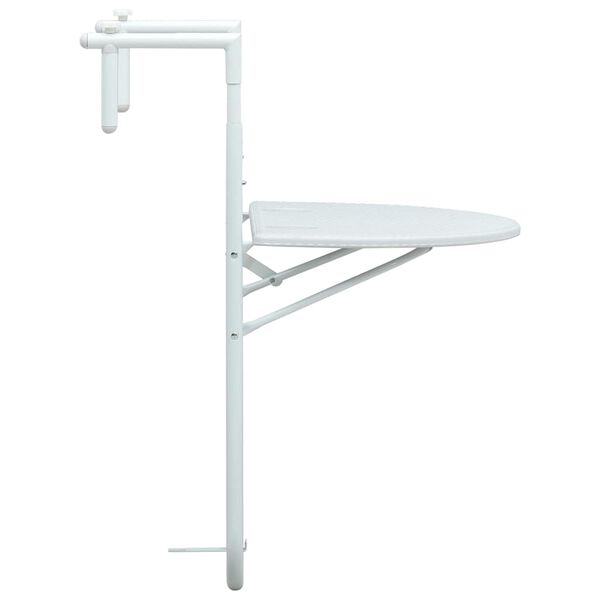 vidaXL Mesa varanda pendurar 60x64x83,5cm pl&aacute;stico aspeto vime branco
