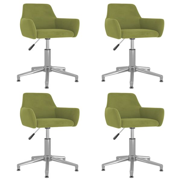 vidaXL Cadeiras de jantar girat&oacute;rias 4 pcs veludo verde-claro