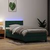 vidaXL Cama box spring c/ colch&atilde;o e LED 100x210 cm veludo verde-escuro