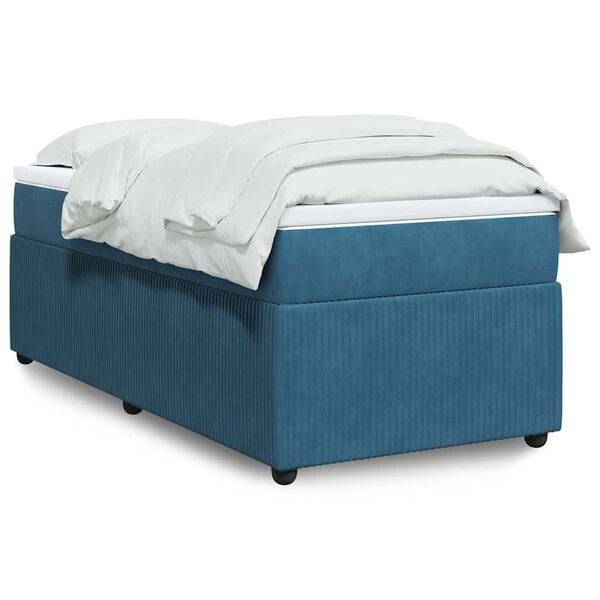 vidaXL Cama com molas/colch&atilde;o 80x200 cm veludo azul-escuro