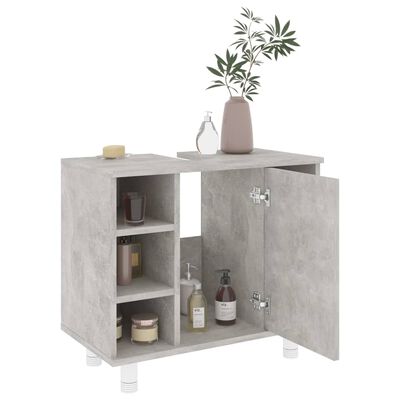 vidaXL 3 pcs conj. móveis casa de banho contraplacado cinzento cimento
