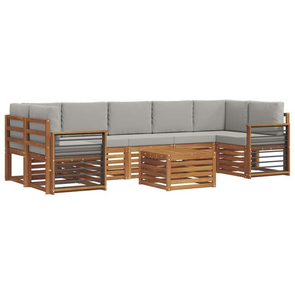 vidaXL Conjuntos de sof&aacute;s com almofada 8 pcs Cinza Natural e Claro