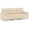 vidaXL Sof&aacute; 3 lugares + almofadas decorativas 180 cm tecido cor creme