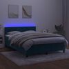 vidaXL Cama box spring c/ colch&atilde;o/LED 140x190 cm veludo azul-escuro
