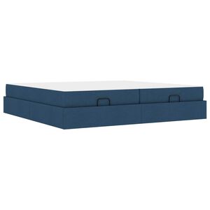 vidaXL Estrutura de cama com colch&atilde;o com colch&atilde;o 2 pcs Azul tecido