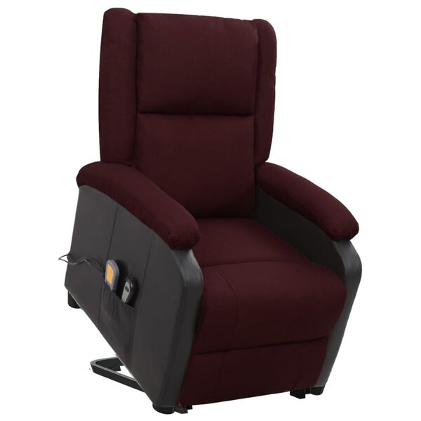 vidaXL Poltrona elevat&oacute;ria de massagens tecido roxo