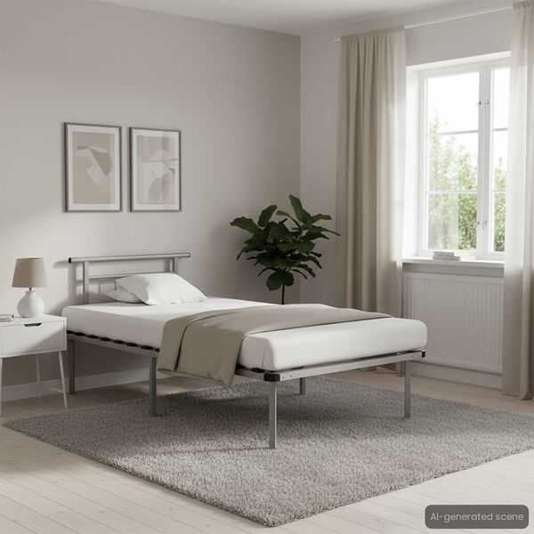 vidaXL Estrutura de cama 100x200 cm metal cinzento