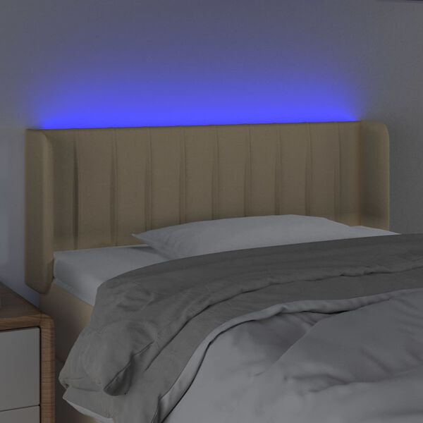 vidaXL Cabeceira de cama c/ luzes LED tecido 93x16x78/88 cm cor creme