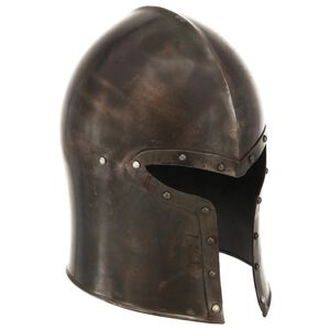 vidaXL Capacete de cavaleiro medieval r&eacute;plica LARP a&ccedil;o prateado