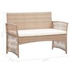 vidaXL 4 pcs conjunto lounge jardim c/ almofad&otilde;es vime PE bege