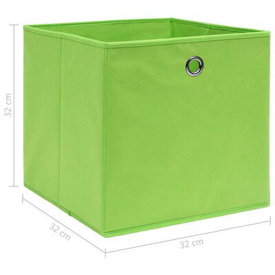 vidaXL Caixas de arrumação 4 pcs 32x32x32 cm tecido verde