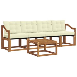 vidaXL Conjunto de Sof&aacute;s para Exterior 5 pcs Natural e Creme
