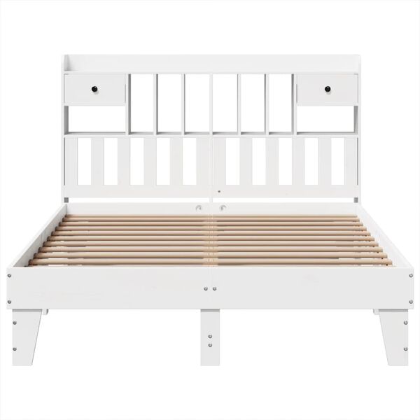 vidaXL Cama sem colch&atilde;o 150x200 cm madeira de pinho maci&ccedil;a branco