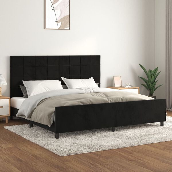 vidaXL Estrutura de cama sem colch&atilde;o 200x200 cm veludo preto