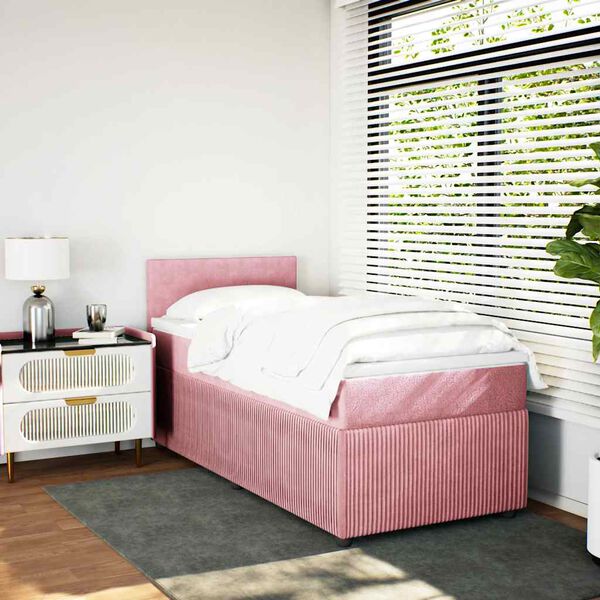 vidaXL Cama com molas/colch&atilde;o 80x200 cm veludo rosa