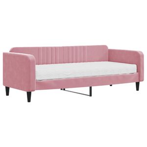 vidaXL Sof&aacute;-cama com colch&atilde;o 90x200 cm veludo rosa