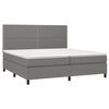 vidaXL Cama box spring c/ colch&atilde;o e LED 200x200 cm tecido cinza-escuro