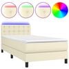 vidaXL Cama box spring c/ colch&atilde;o/LED 80x200 cm couro artificial creme