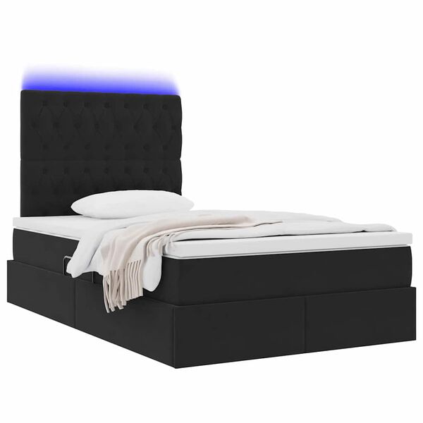vidaXL Cama com arruma&ccedil;&atilde;o e LED com colch&atilde;o Preto 120 x 200 cm Veludo