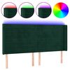 vidaXL Cabeceira de cama c/ LED veludo 183x16x118/128 cm verde-escuro