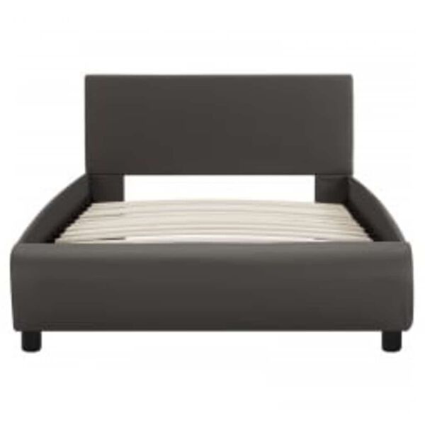 vidaXL Estrutura de cama c/ LEDs 90x200 cm couro artificial cinzento