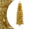 vidaXL &Aacute;rvore Slim de Natal Artificial 180 cm PVC e A&ccedil;o Ouro