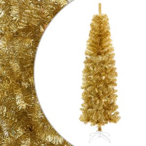 vidaXL &Aacute;rvore Slim de Natal Artificial 180 cm PVC e A&ccedil;o Ouro