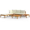 vidaXL 3 pcs conj. lounge de jardim c/ almofad&otilde;es branco nata ac&aacute;cia