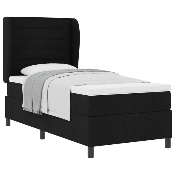 vidaXL Cama Box com colch&atilde;o com cabeceira Preto 80 x 200 cm tecido