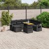 vidaXL 8 pcs conjunto sof&aacute;s de jardim com almofad&otilde;es vime PE preto