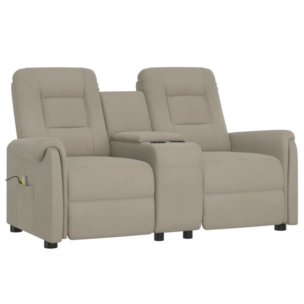 vidaXL Sof&aacute; reclin&aacute;vel 2 lugares c/ suporte p/ copos cinzento-claro