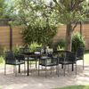 vidaXL Conjunto de Jantar para Jardim 7 pcs Preto Rattan de PE