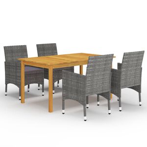 vidaXL 5 pcs conjunto de jantar para jardim cinzento